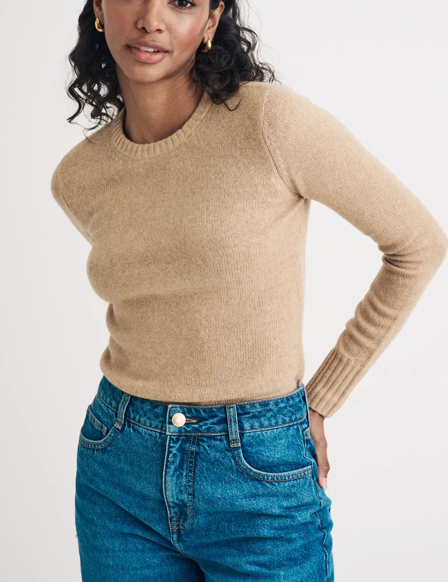 Beige Crew Neck Knitted Jumper sold by Nobody's Child product image thumbnail 4