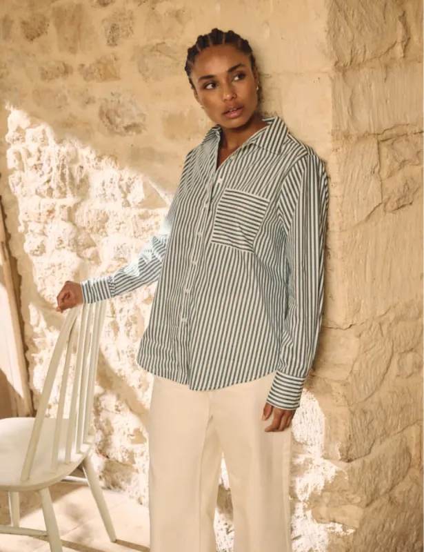 Green Stripe Button Down Collar Shirt sold by Nobody's Child