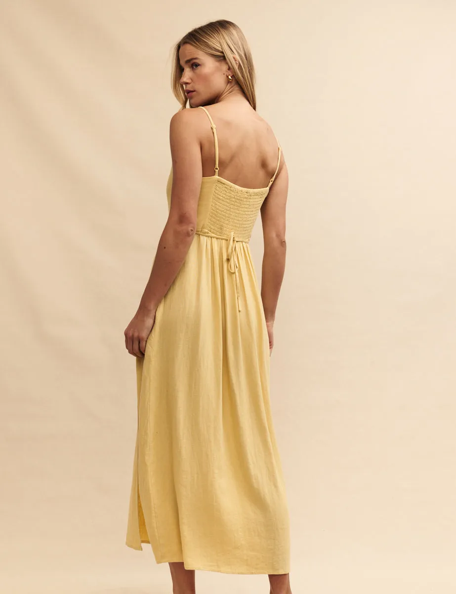 Yellow Linen-blend Maddy Midi Dress sold by Nobody's Child product image thumbnail 4