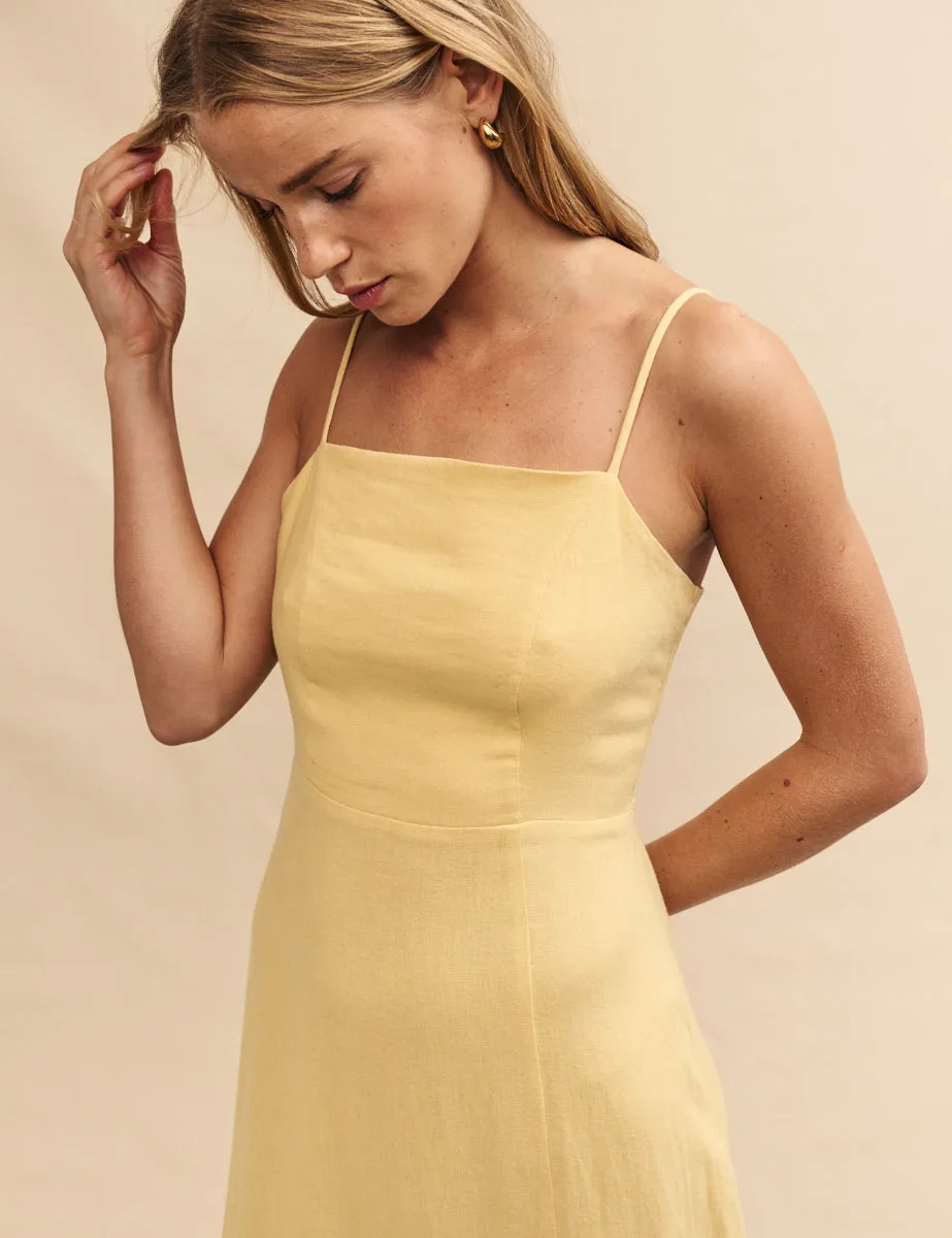 Yellow Linen-blend Maddy Midi Dress sold by Nobody's Child product image thumbnail 3
