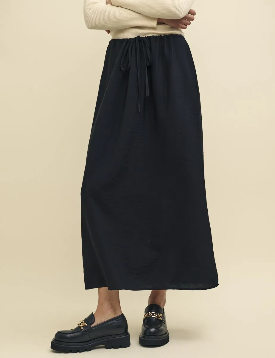 Petite Black Drawstring Waist Midaxi Skirt sold by Nobody's Child