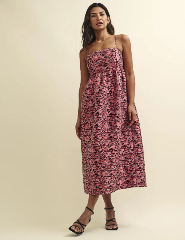 Pink Tiger Jacquard Violette Midi Dress made by Nobody's Child