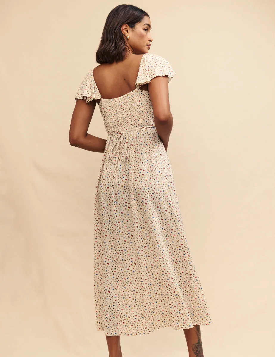 White Ditsy Floral Elsie Midi Dress sold by Nobody's Child product image thumbnail 3