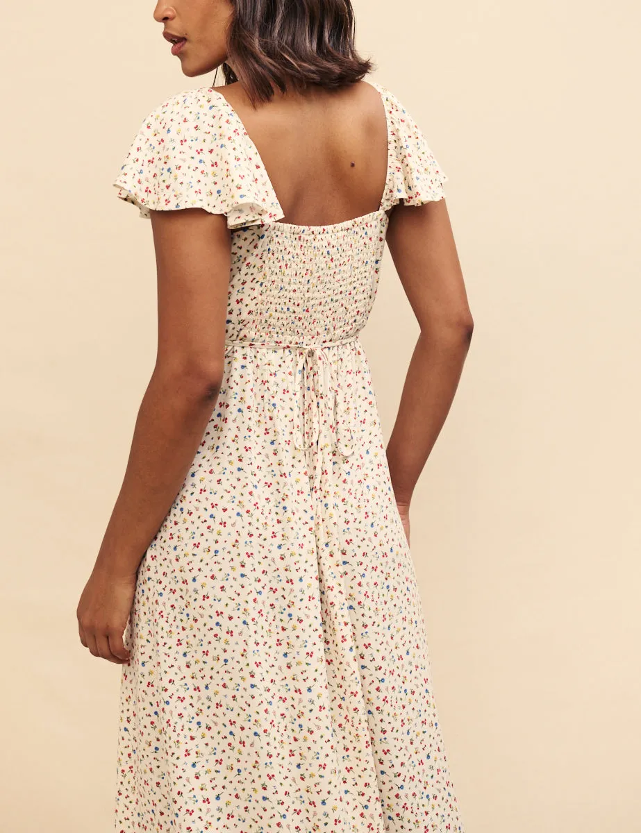 White Ditsy Floral Elsie Midi Dress sold by Nobody's Child product image thumbnail 4