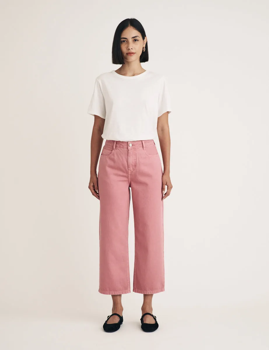 Pink Cropped Wide Leg Jeans sold by Nobody's Child product image thumbnail 2
