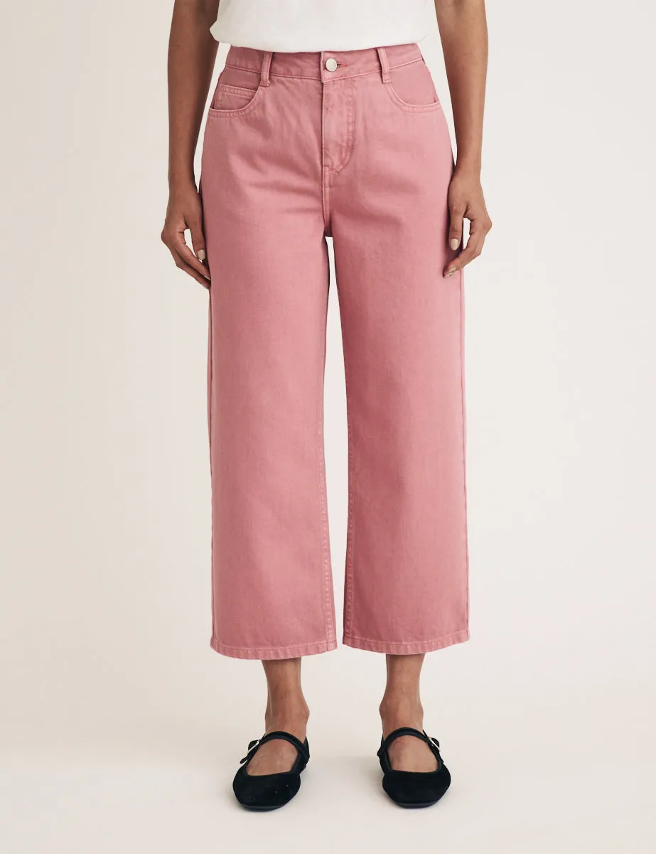 Pink Cropped Wide Leg Jeans sold by Nobody's Child
