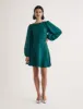 Forest Green Balloon Sleeve Zola Mini Dress sold by Nobody's Child