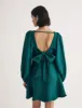 Forest Green Balloon Sleeve Zola Mini Dress sold by Nobody's Child
