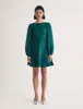 Forest Green Balloon Sleeve Zola Mini Dress sold by Nobody's Child