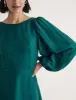 Forest Green Balloon Sleeve Zola Mini Dress sold by Nobody's Child