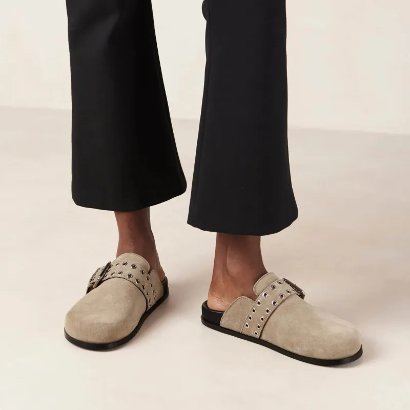 Alohas Beige Halia Leather Mules sold by Nobody's Child