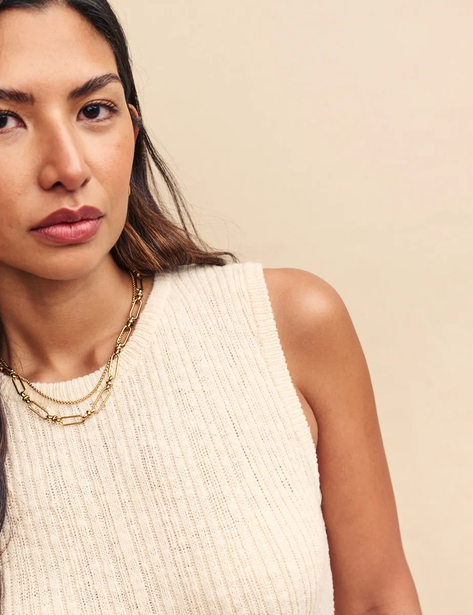 Cream A-Line Rib Knitted Dress sold by Nobody's Child product image thumbnail 3