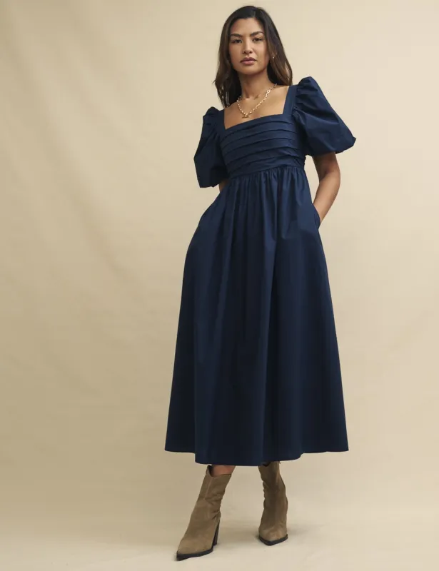 Navy Nova Midi Smock Dress sold by Nobody's Child