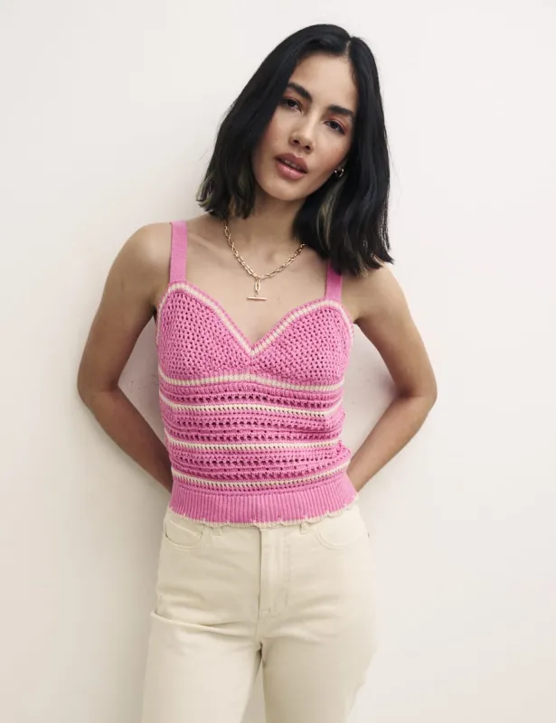 Pink Mock-Crochet Stripe Cami sold by Nobody's Child
