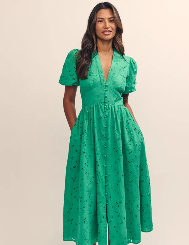 Green Broderie Starlight Midi Dress sold by Nobody's Child