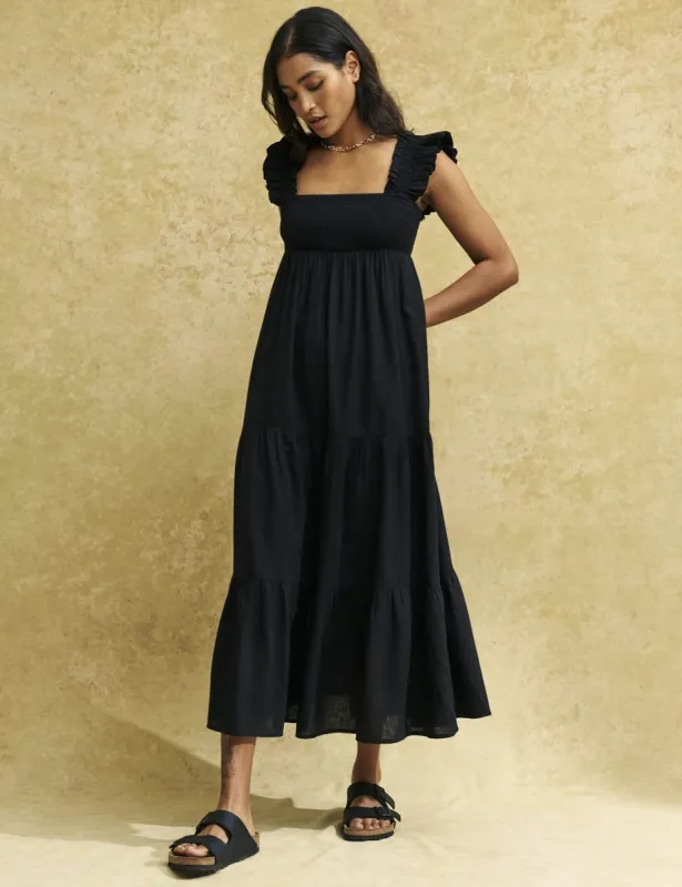 Black Smock Maya Midi Dress sold by Nobody's Child