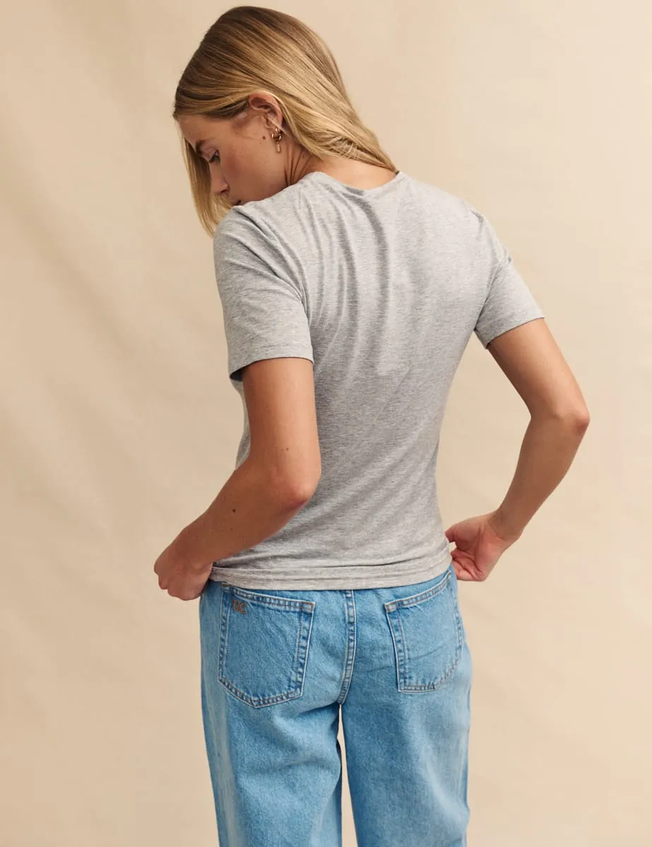 Grey Crew Neck Short Sleeve T-Shirt sold by Nobody's Child product image thumbnail 4