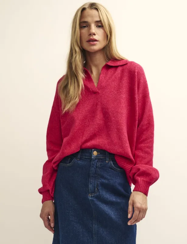 Pink Open Collar Knitted Jumper sold by Nobody's Child