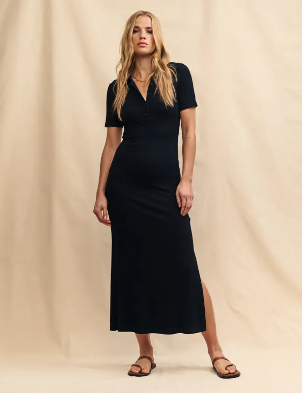 Black Ribbed Jersey Midi Dress sold by Nobody's Child