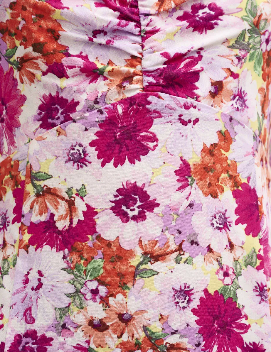 Pink and Orange Big Floral Penny Mini Dress sold by Nobody's Child product image thumbnail 4