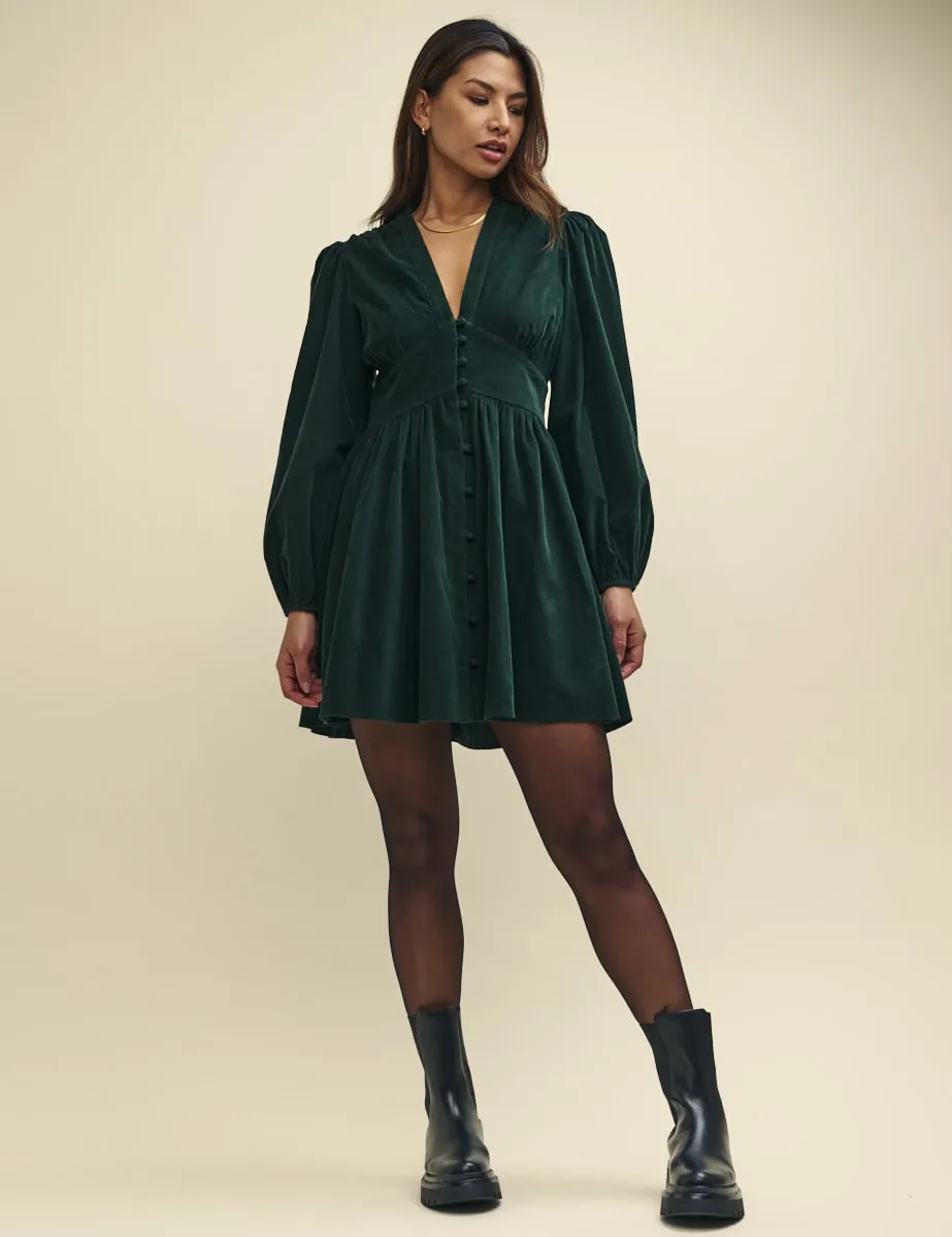 Green Cord Starlight Long Sleeve Mini Dress sold by Nobody's Child product image thumbnail 2