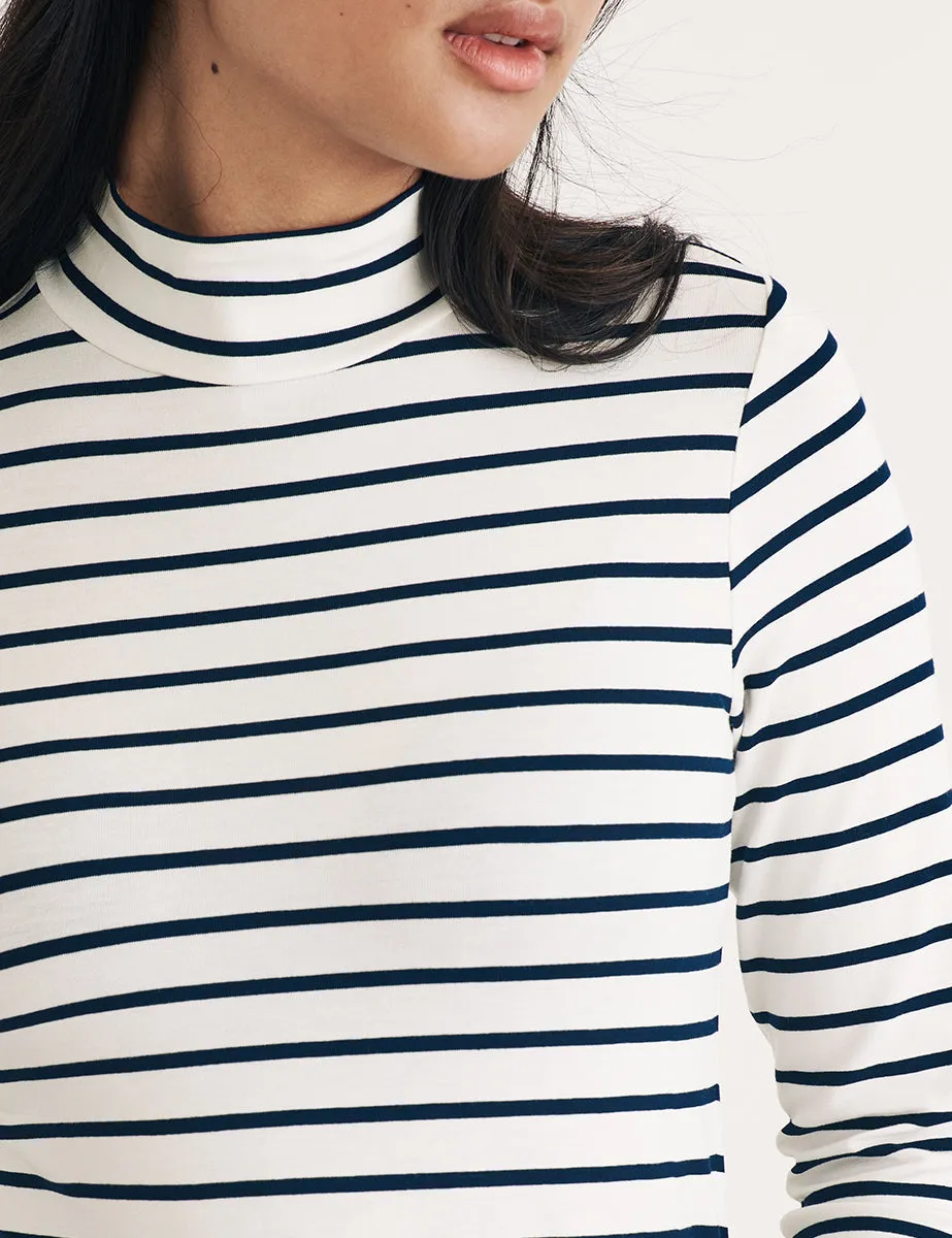 Black and White Stripe Funnel Neck Top sold by Nobody's Child product image thumbnail 2
