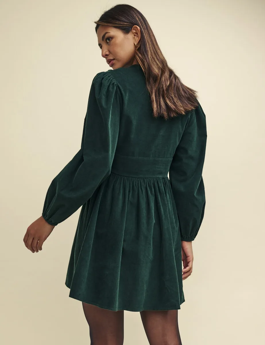 Green Cord Starlight Long Sleeve Mini Dress sold by Nobody's Child product image thumbnail 3