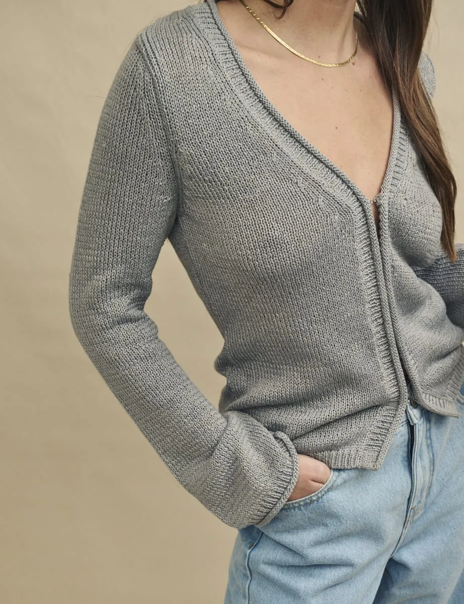Grey Hook & Eye Fasten Knitted Cardigan sold by Nobody's Child product image thumbnail 3