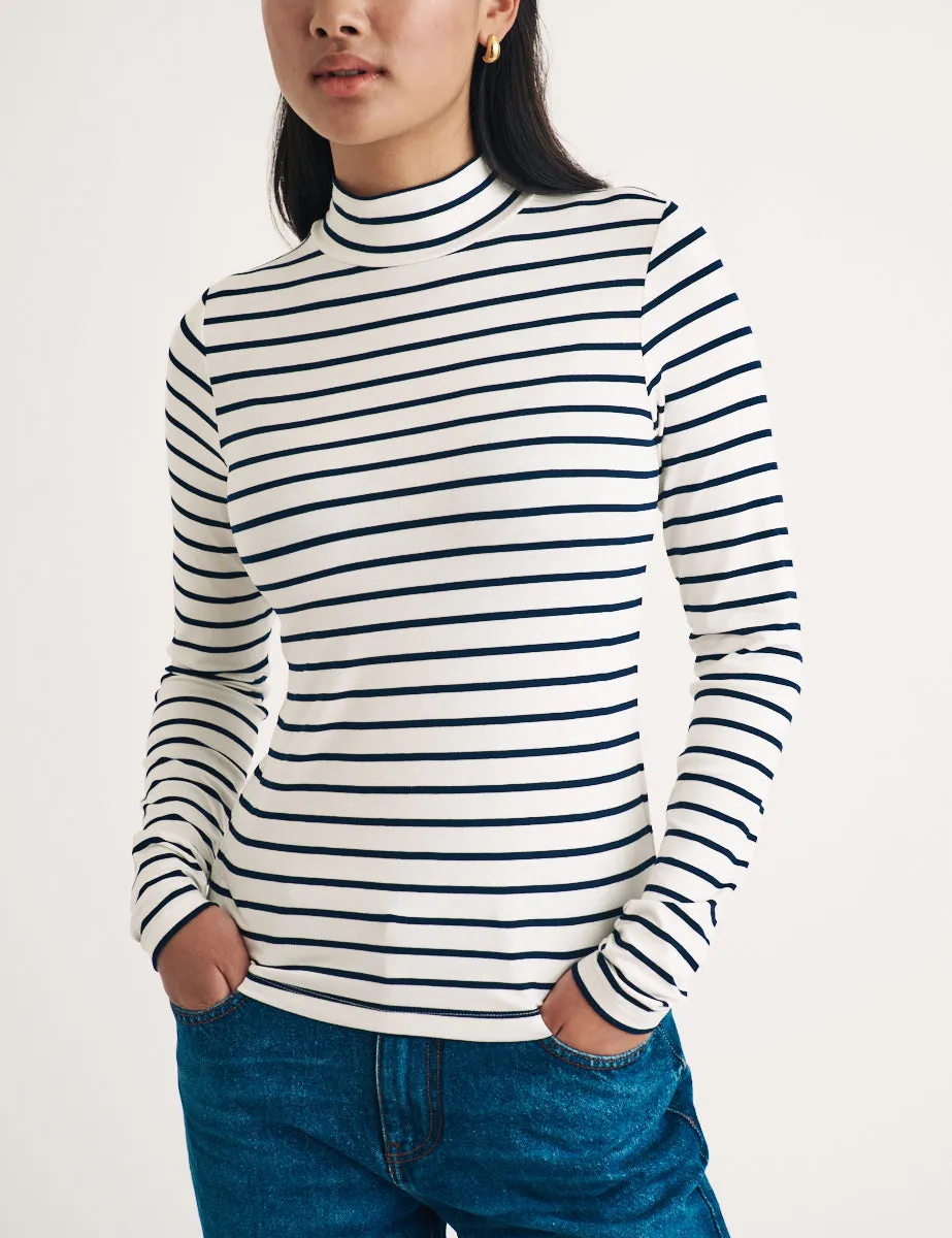Black and White Stripe Funnel Neck Top sold by Nobody's Child product image thumbnail 3