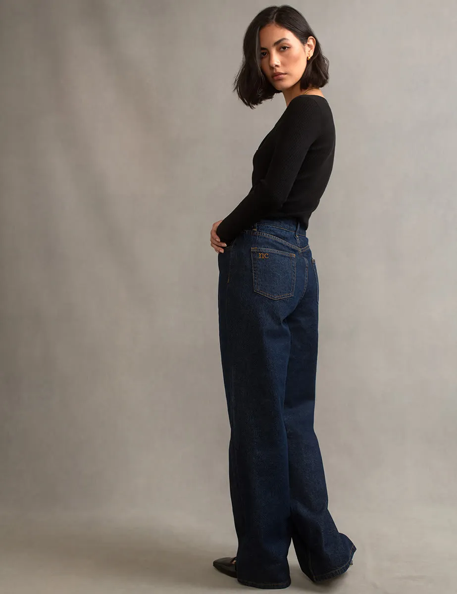 Dark Wash Wide Leg Denim Jeans sold by Nobody's Child product image thumbnail 3
