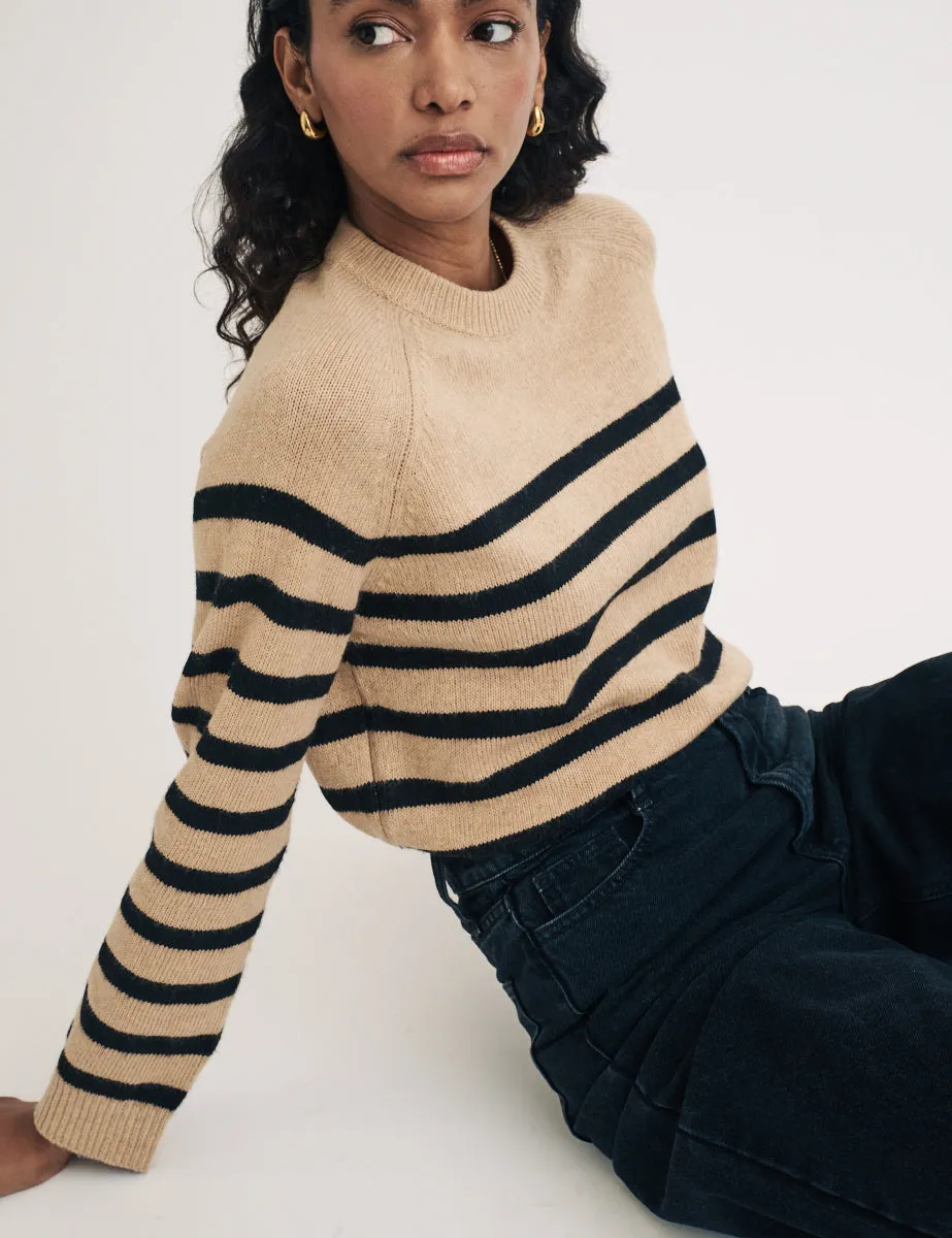 Beige Striped Crew Neck Knitted Jumper sold by Nobody's Child product image thumbnail 4