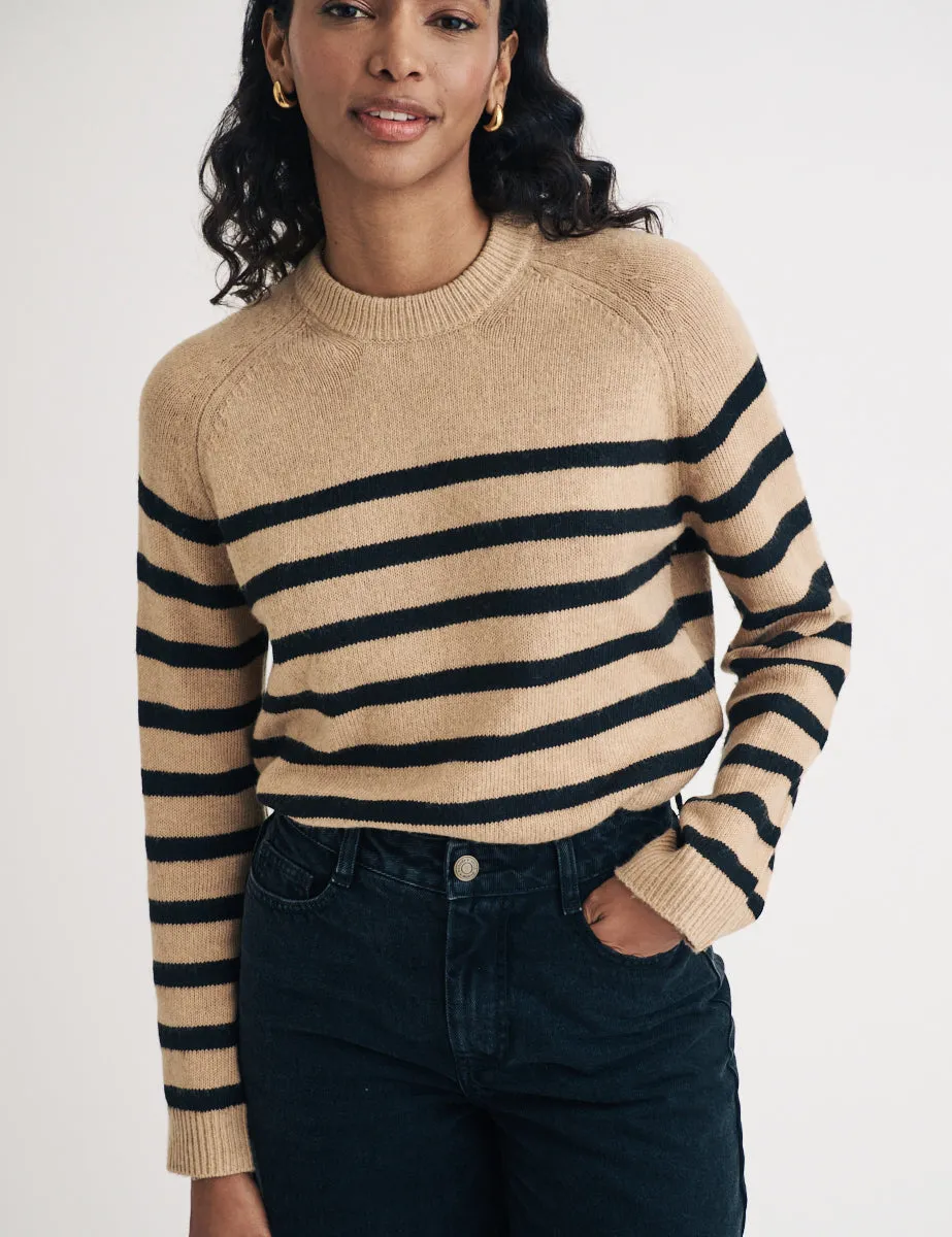 Beige Striped Crew Neck Knitted Jumper sold by Nobody's Child product image thumbnail 2