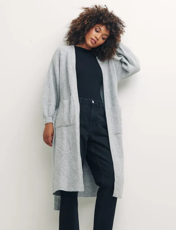 Ribbed Long Line Cardigan sold by Nobody's Child