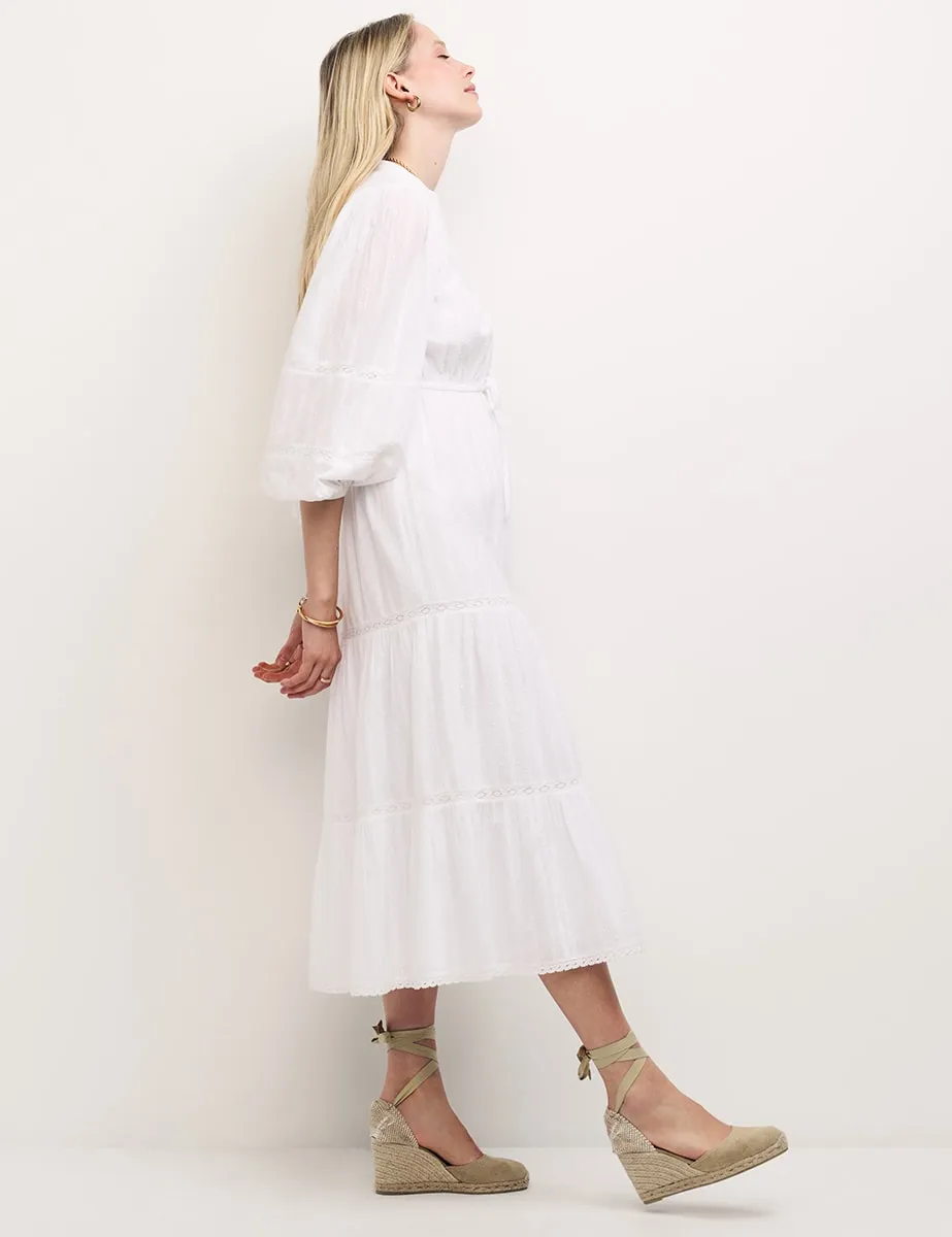 White Cotton Midi Shirt Dress sold by Nobody's Child product image thumbnail 3