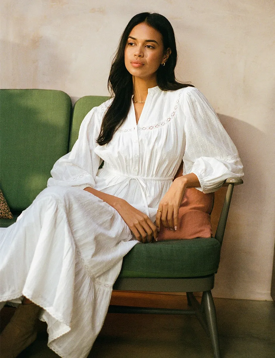 White Cotton Midi Shirt Dress sold by Nobody's Child