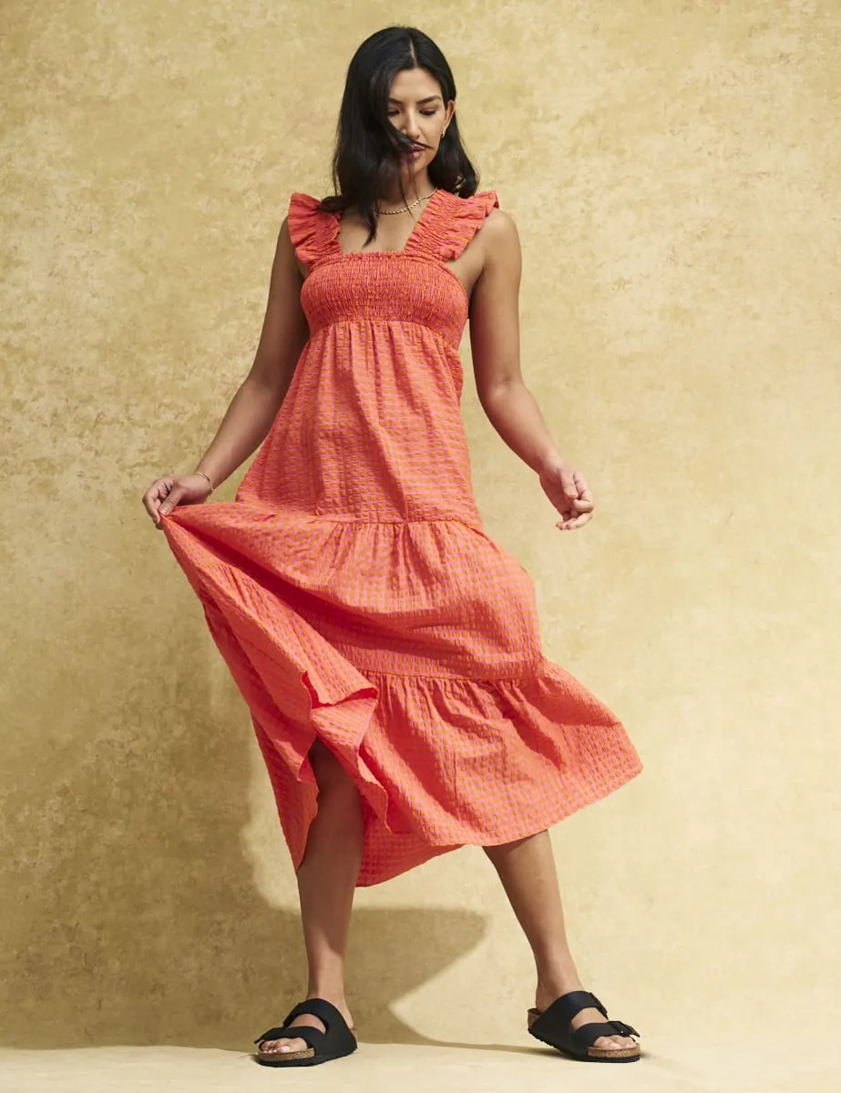 Pink & Orange Smock Maya Midi Dress sold by Nobody's Child product image thumbnail 4