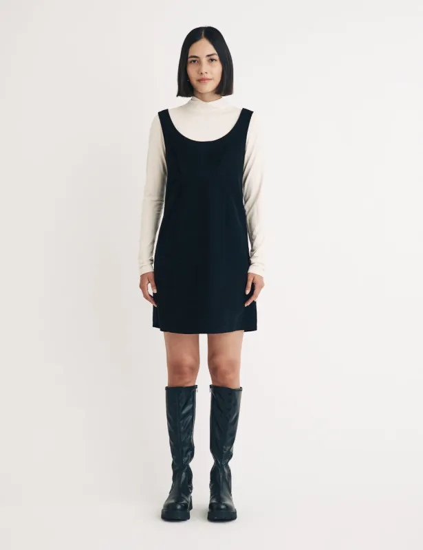 Black Cord Valentina Pinafore Mini Dress sold by Nobody's Child