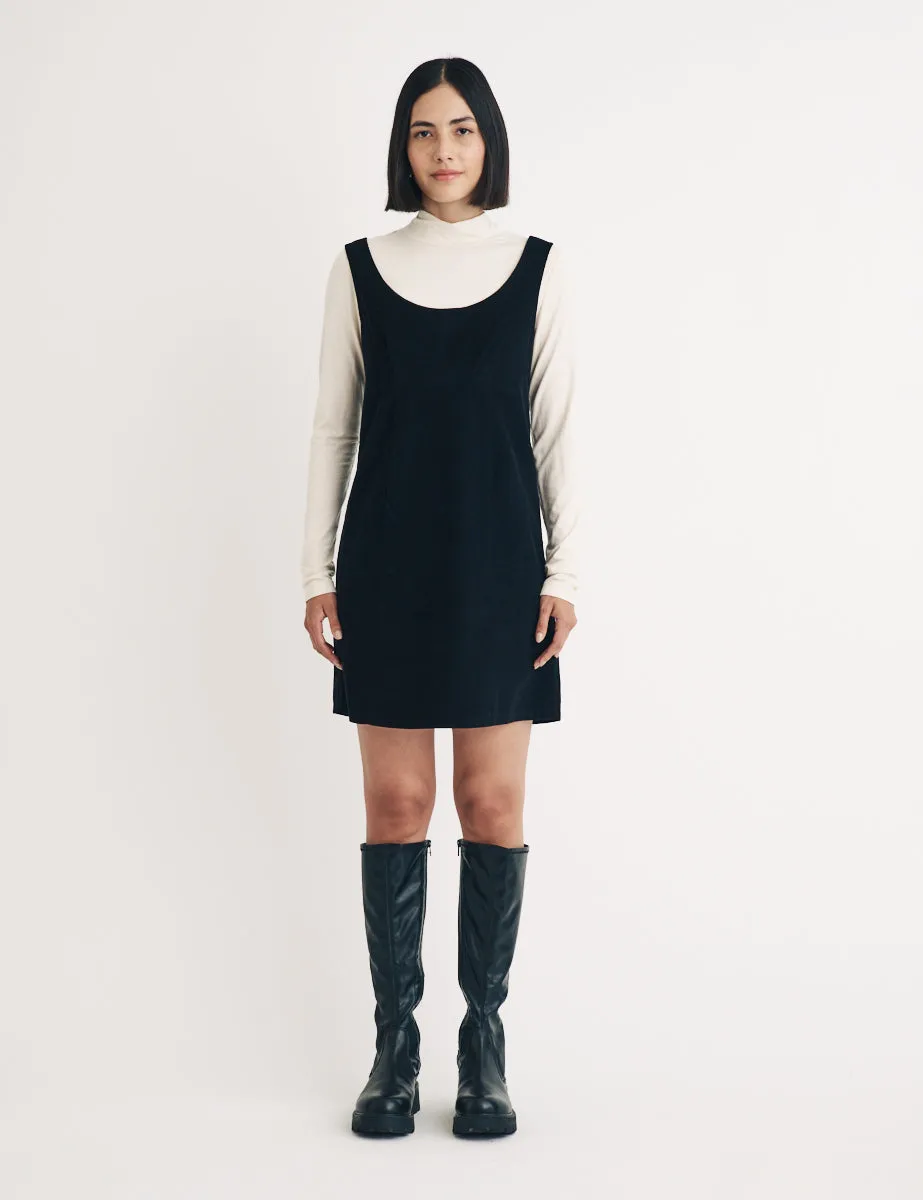 Black Cord Valentina Pinafore Mini Dress sold by Nobody's Child