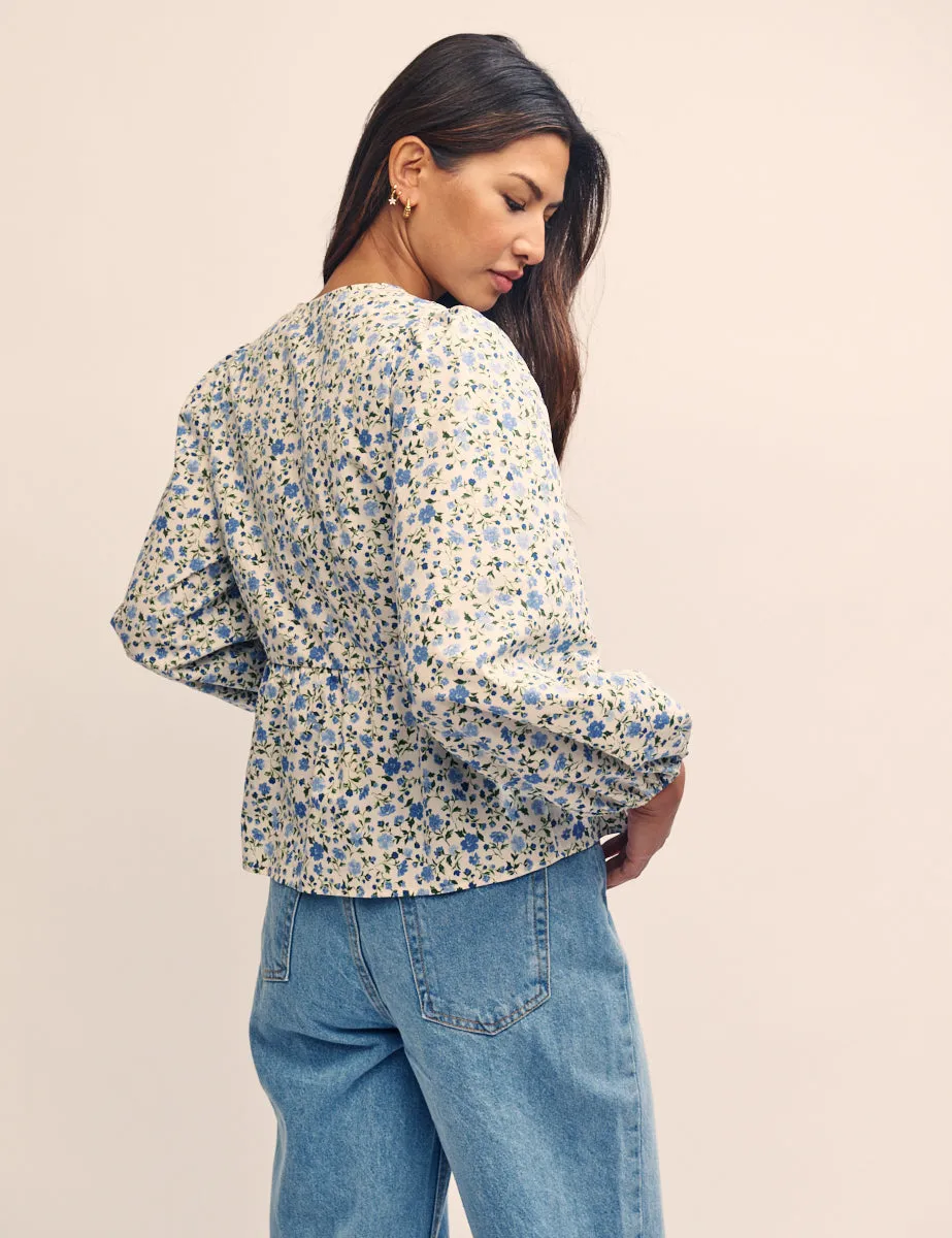 Blue Ditsy Floral Ria Blouse sold by Nobody's Child product image thumbnail 4