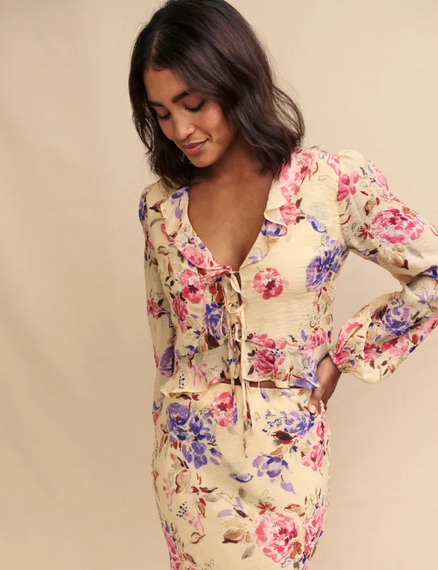 Cream Floral Lotus Blouse sold by Nobody's Child