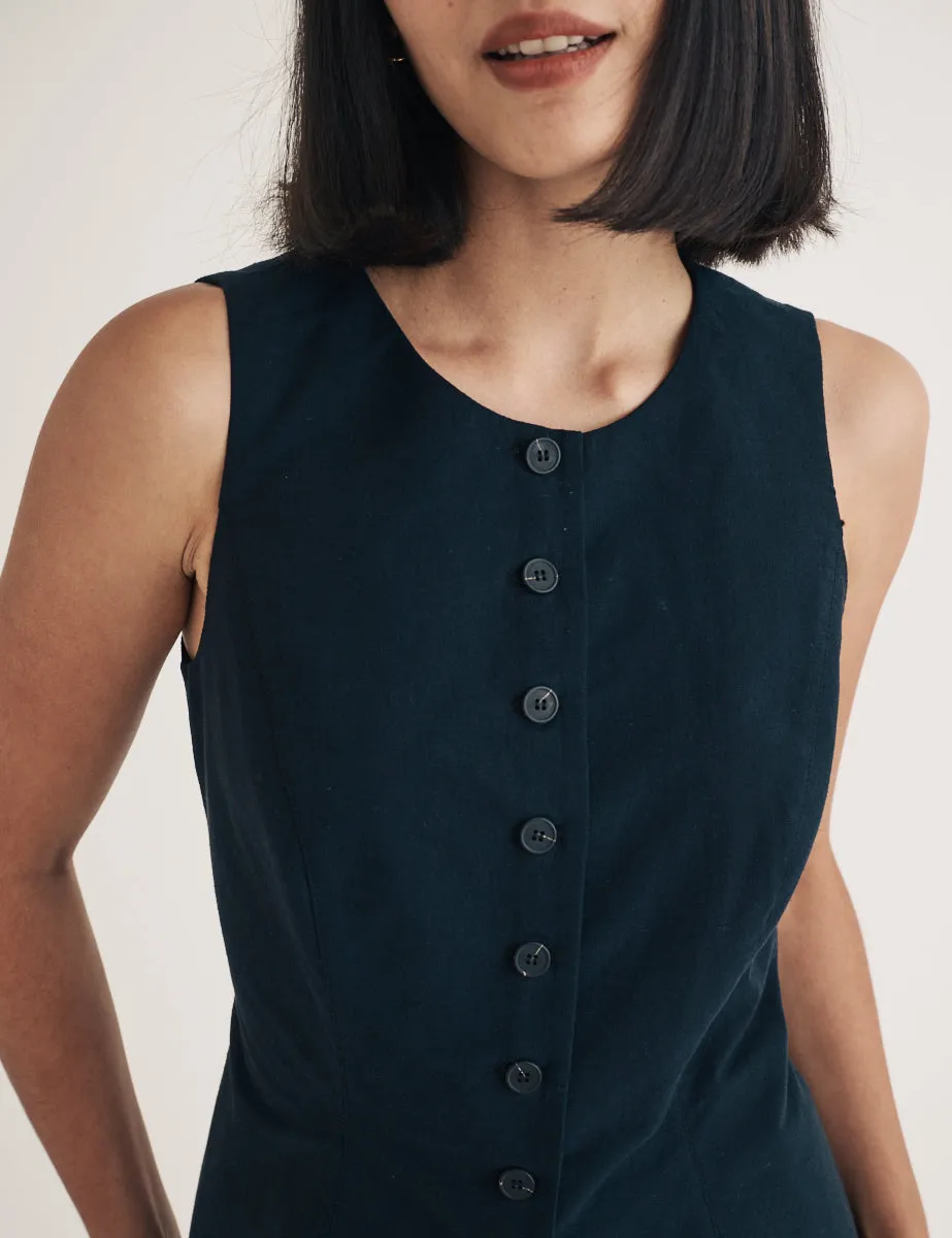 Black Crew Neck Longline Waistcoat sold by Nobody's Child product image thumbnail 3