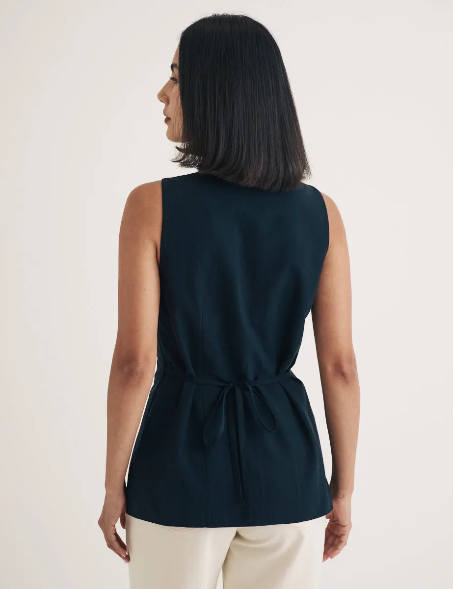 Black Crew Neck Longline Waistcoat sold by Nobody's Child product image thumbnail 4