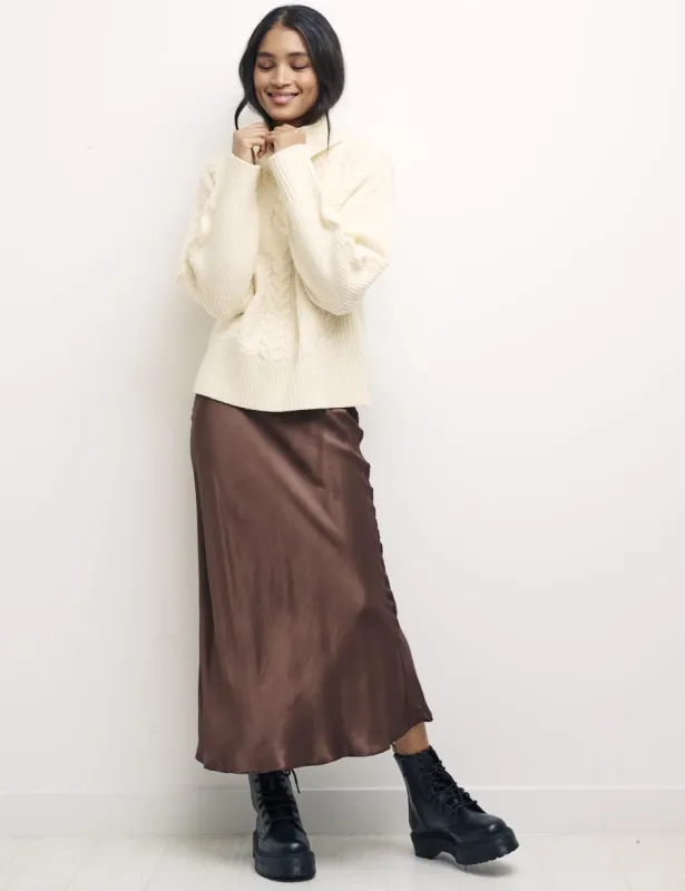 Mila Satin Slip Midi Skirt sold by Nobody's Child