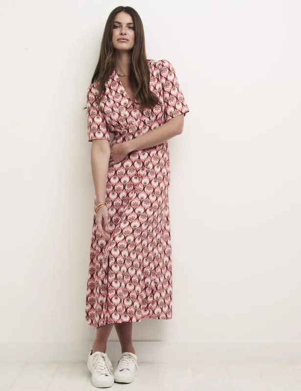 Pink Geo Floral Daisy Midi Dress sold by Nobody's Child