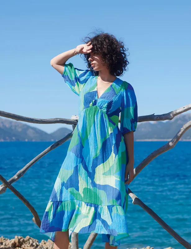 Blue Abstract Amy Midi Dress sold by Nobody's Child