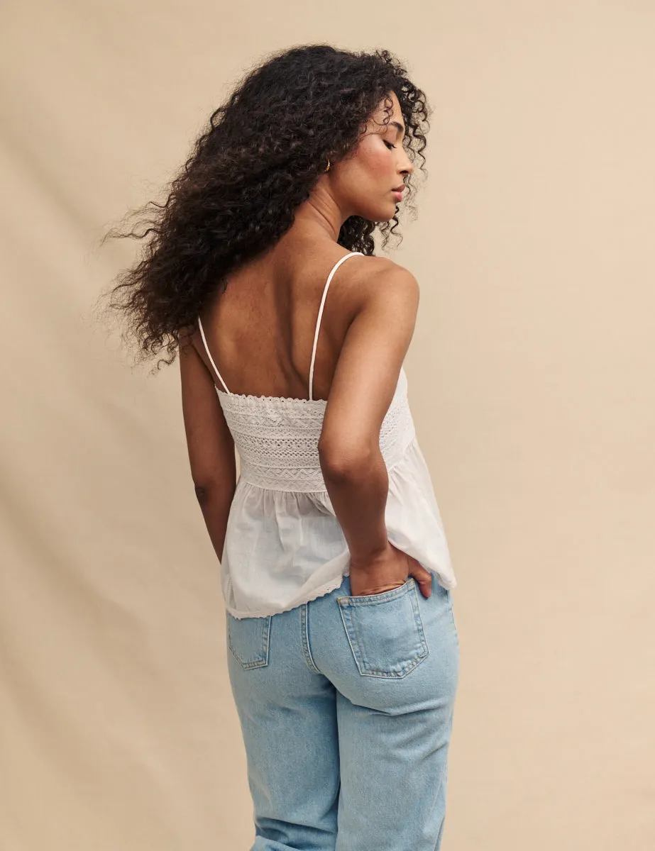 White Embroidered Detail Cami Top sold by Nobody's Child product image thumbnail 4