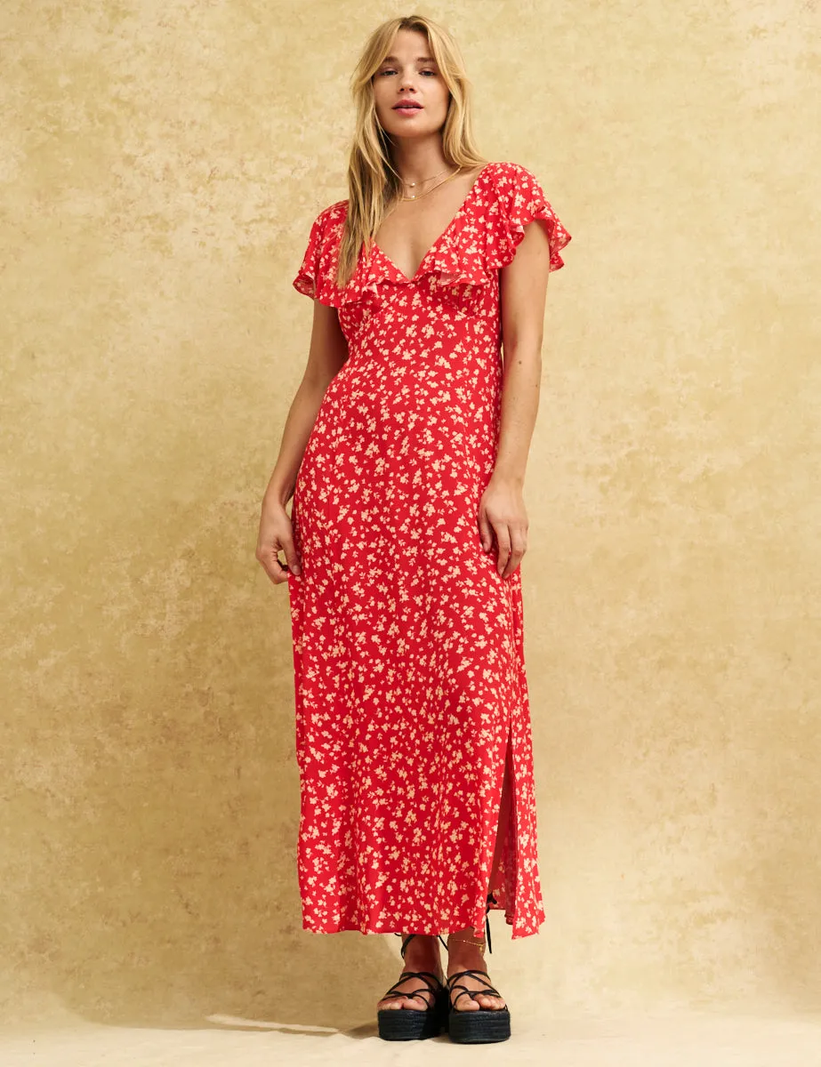 Red Ditsy Floral Suki Midi Dress sold by Nobody's Child product image thumbnail 2