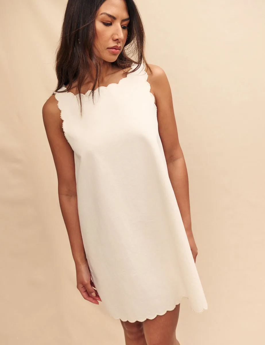Cream Denim Scallop Trim Finsbury Mini Dress sold by Nobody's Child product image thumbnail 2