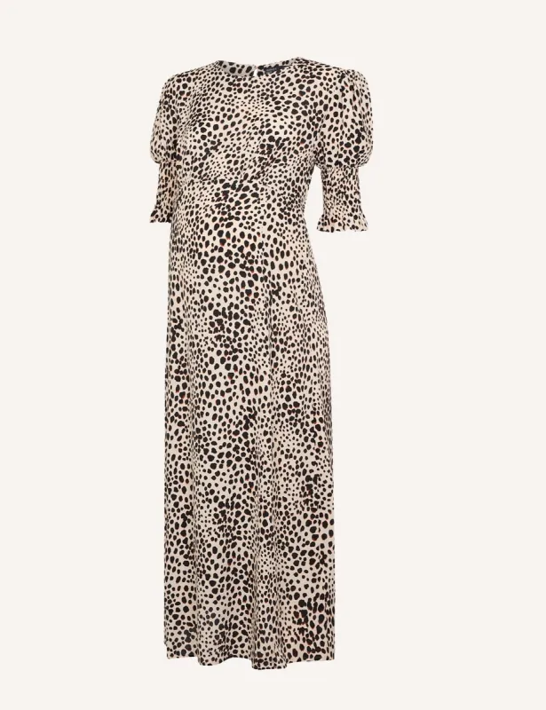 Maternity Animal Spot Print Luna Midi Dress sold by Nobody's Child