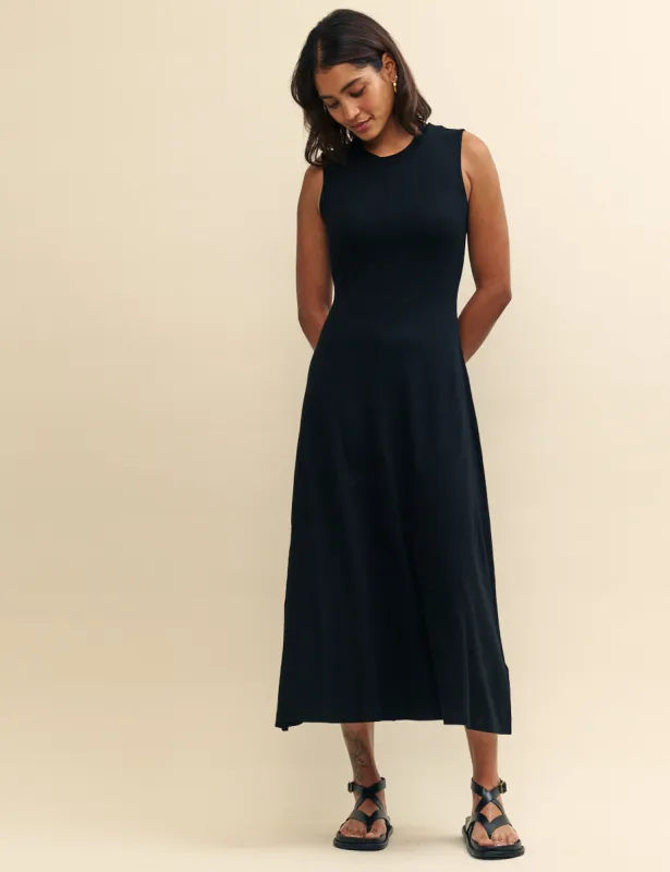 Black Jersey A-line Denver Midi Dress sold by Nobody's Child